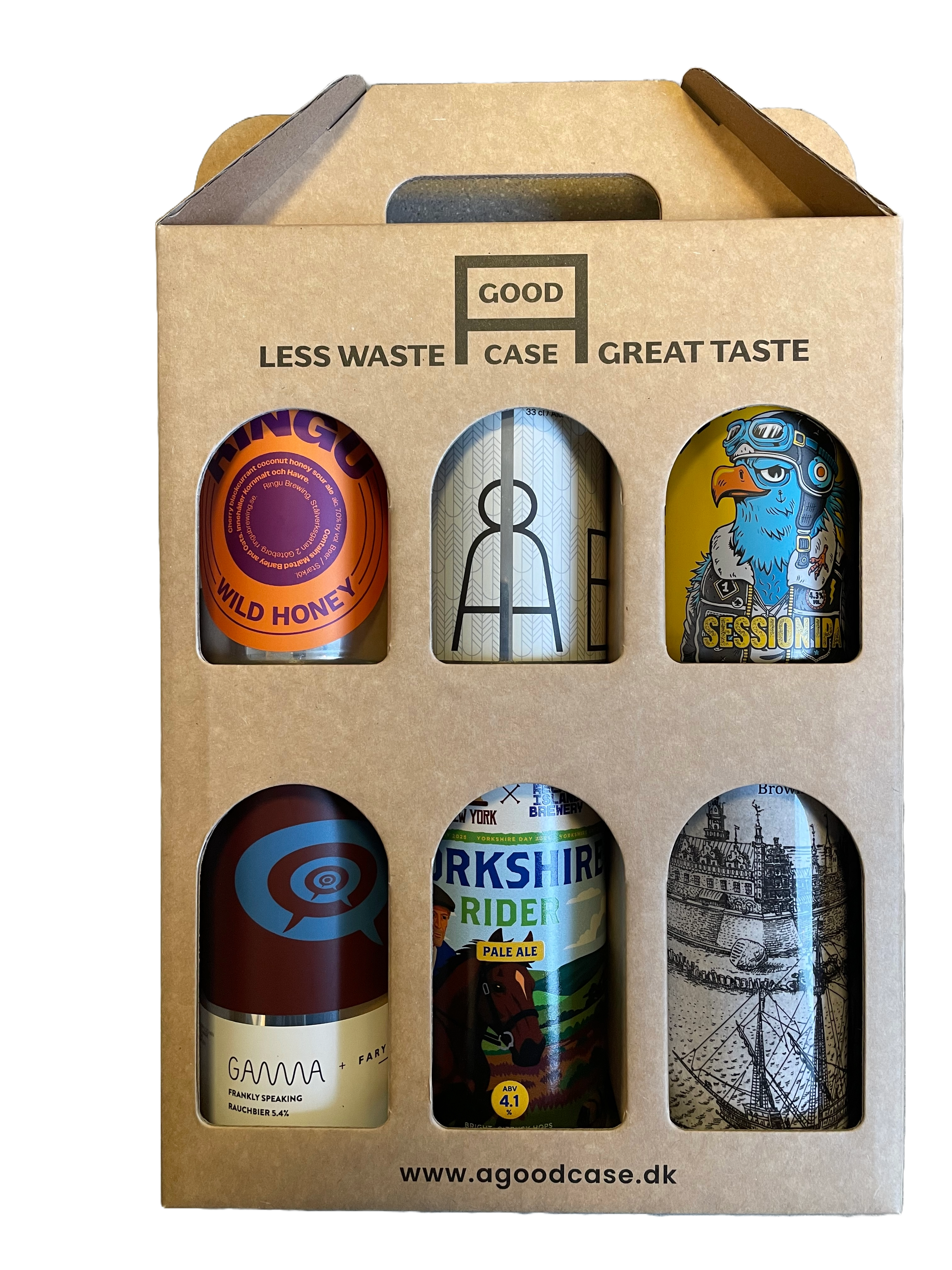 Gaveæske #1 (6 stk.) (Indhold: Pils, IPA, Pale Ale og Brown Ale m.m.)
