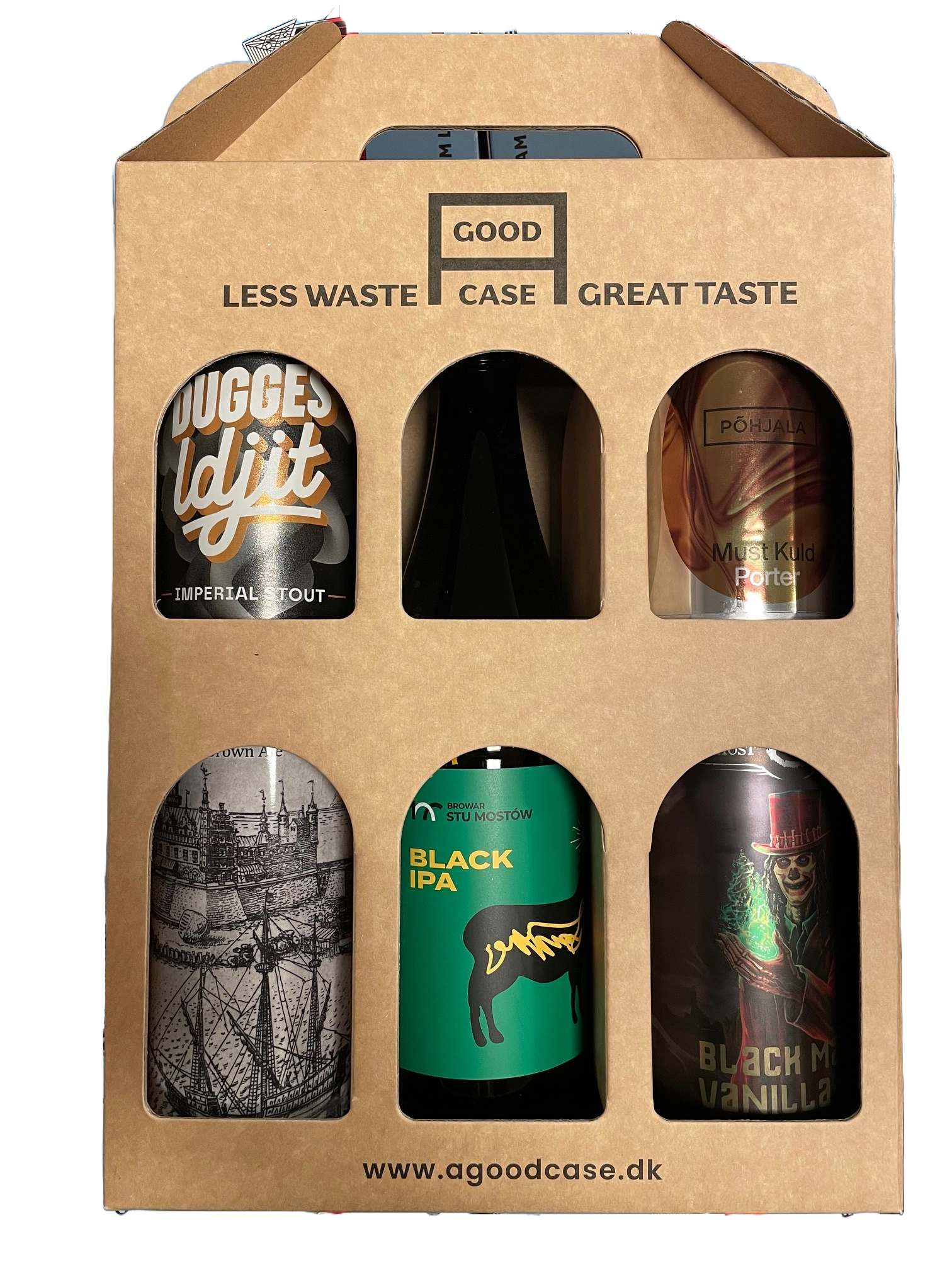 Gaveæske #3 (5 stk.) (Indhold: Stout, Brown Ale, Porter og Black IPA)