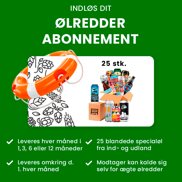 Ølredder abonnement 25 stk. (1/3/6/12 mdr. gavekasse)